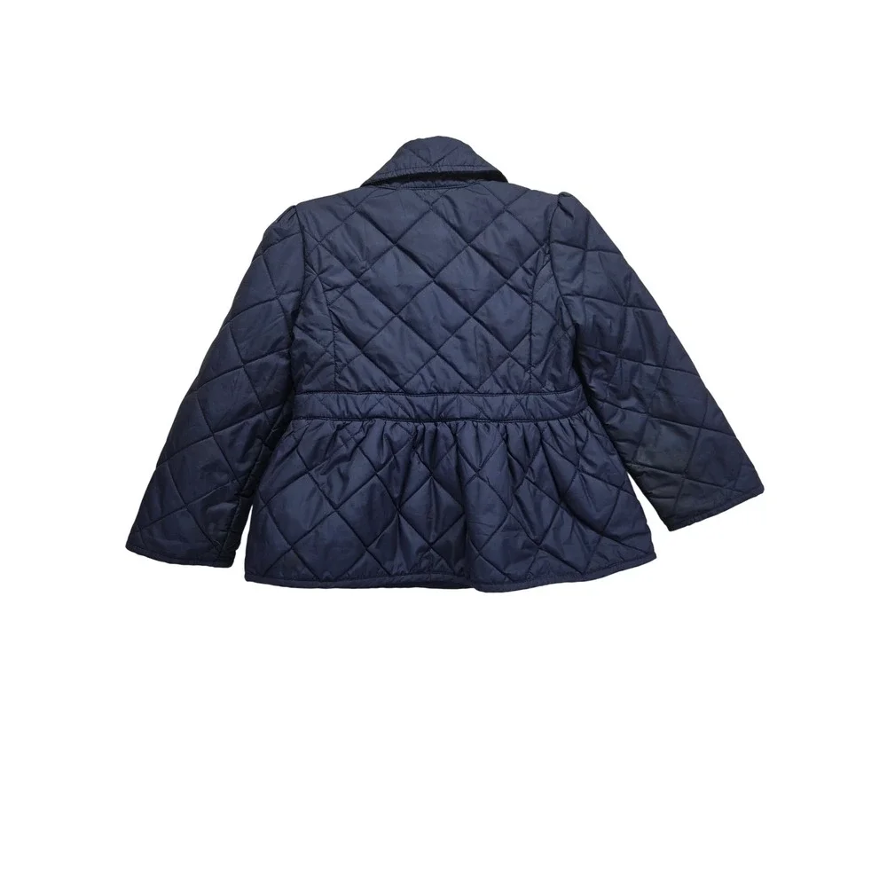 Ralph Lauren Navy Quilted Pea Coat with Brass Buttons